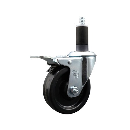 Service Caster 4'' SS Phenolic Swivel 1-1/4'' Expanding Stem Caster Total Lock Brake SCC-SSEXTTL20S414-PHS-114